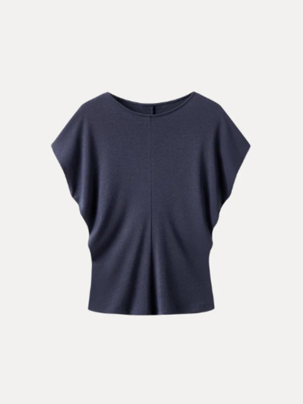 Linen-Blend Round Neck Relaxed Summer Top - Picture 2 of 2
